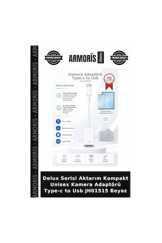 Delux Serisi Aktarım Kompakt Unisex Kamera Adaptörü Type-c To Usb Jh01515 Beyaz