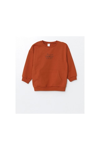 LC Waikiki Lcw Bisiklet Yaka Uzun Kollu Basic Erkek Bebek Sweatshirt Ve Eşofman Alt 2'li Turuncu