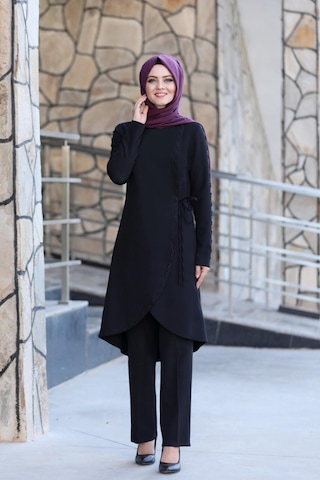 İbrahim Burak Etiler Collection Boncuk İşlemeli Takım Mdc 5434 Siyah