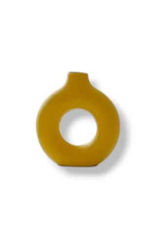 Minimalist Donut Vazo Modern Halk Formlu Dekoratif Obje Sarı