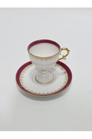 Limoges Bordo Kahve Fincan Takımı Çok Renkli