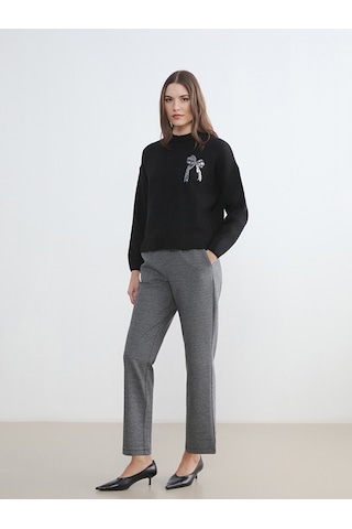 Lcw Comfort Gri Beli Lastikli Desenli Kadın Pileli Pantolon