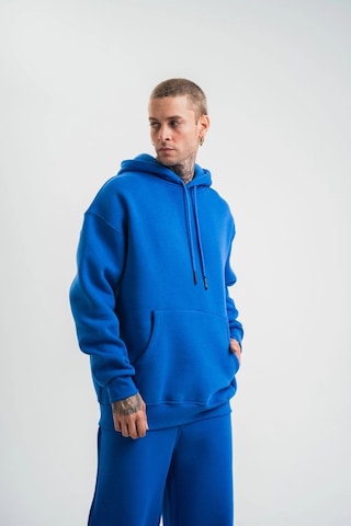 Mbb E-ticaret Erkek 3 İplik Oversize Kapşonlu Basic Sweatshirt Hoodie - Mavi