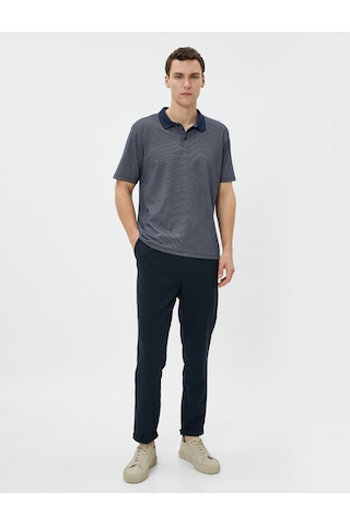 Koton Basic Polo Yaka Tişört Düğmeli Kısa Kollu Lacivertvert 3Sam10151Mk 3Sam10151Mk716 Lacivert