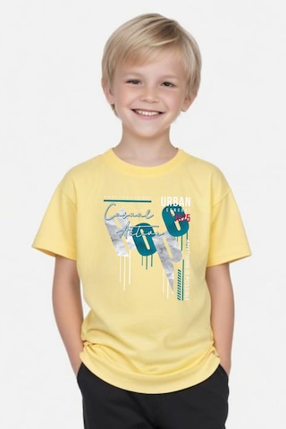 Panios Kids Hope Baskılı Erkek Çocuk Yuvarlak Yaka Kısa Kollu T-shirt Sarı