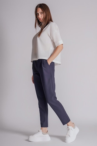 Braccas Kadın Yandan Cepli Arka Cep Fleto Beli Lastikli Ve Pilili Slim Fit Pantolon Lacivert Lacivert