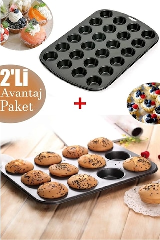 24'lü Ve 12'li Muffin Cupcake Kapsüllü Muffin Kalıbı Yüksek Kaliteli Yanmaz Yapışmaz Turta Tepsi Çok Renkli