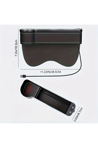 Xuweiwei 1 Pair Premium Car Seat Organizer 2 Parça Araç Koltuğu Saklama Çözümü Telefon Tutucu Hızlı Şarj Ve Led Aydınlatma