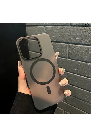 Fochsia Lüks Mat Manyetik Şeffaf iPhone Uyumlu 14 Pro Max Kılıf Sert Pc Kasa Kablosuz Şarj