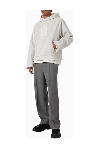 About Blank Monogram Cut Off Hoodie Cropped Boxy Gri Erkek Sweatshirt