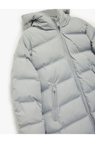 Koton Uzun Kollu Fermuarlı Oversize Kapşonlu Uzun Şişme Mont Gri 6wkg00026aw Gri