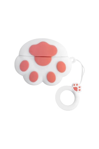 Honmex Airpods Uyumlu Pro Tws Kulaklık İçin Silikon Koruyucu Kılıf - Kedi Pencesi Desenli Beyaz 3d Korumalı Kapak Beyaz