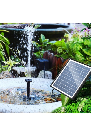 Lemestar 6 Nozzle Güneş Enerjili Çeşme Pompası - 1500mah Pil, Bahçe & Akvaryum İçin Otomatik Su Fıskiyesi 45cm Yükseklik
