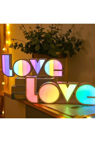 Teltree Romantik Renkli Love Harf Işıklı Lambası - Usb/aa Pil İle Çalışır, Ev Dekorasyonu, Nikah, Teşekkür Partileri İçin Sürekli Aydınlatma Diğer