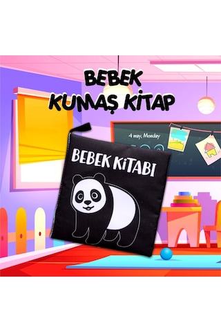 Tox Siyah Beyaz Vahşi Hayvanlar Kumaş Sessiz Kitap T138 - Bez Kitap