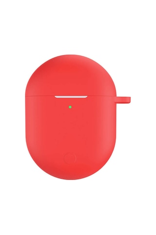 Koodmax Xiaomi Redmi Buds 3 Pro / Airdots 3 Pro Uyumlu Silikon Kılıf + Metal Kopça - Kırmızı