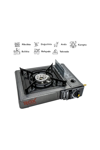 Rox Camping 0103 Rüzgarlıklı, Ekstra Gaz Girişli, Tekli Portatif Kamp Ocak Çok Renkli