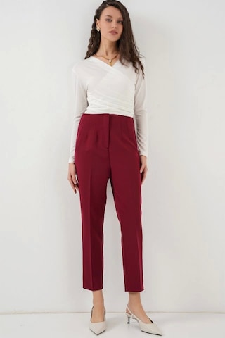 Defymoda 6650 Yüksek Bel Kumaş Pantolon - Bordo Bordo