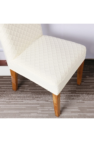 Dofolink Beyaz Koltuk Kılıfı - Tek Parça Lastikli, Ev İçi Sandalye Koruyucu, Basit Desenli, Yarı Kapalı, Geniş Kullanimlı, 1 Adet Beyaz