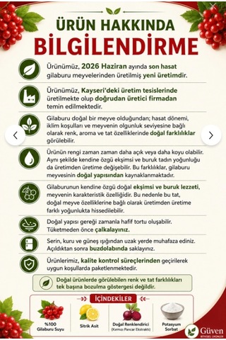 Talaszade Gilaburu Suyu 5 Litre - Şeker İlavesiz. Koruyucu İçerir - Güven Bitkisel