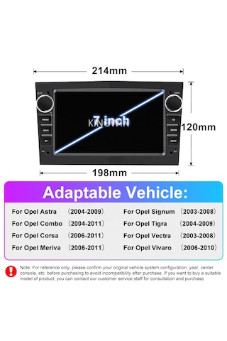 7 İnç Opel Uyumlu Android Carplay 4 Gb Ram 64 Gb Hafıza Multimedya Arka Kamera 7"