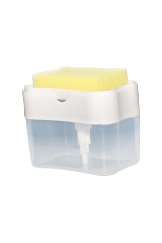 Homyl 2'si 1 Arada Sabun Pompası Dispenseri Sünger Tutucu Beyaz Beyaz