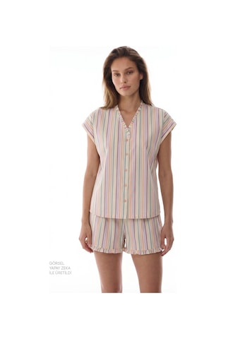 Penti Renkli Sweet Day Çizgili Pamuklu Şortlu Pijama Takımı