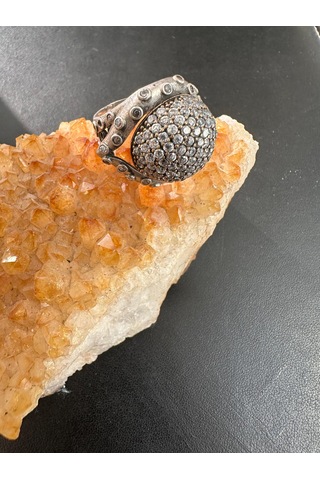 Otantik Zirkon Taşlı Gümüş Yüzük 925 Ayar 13 Gram