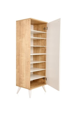 Just Home Modern Baskılı Çok Amaçlı Dolap - Beyaz / Safir Meşe - 136 Cm Safir Meşe / Beyaz