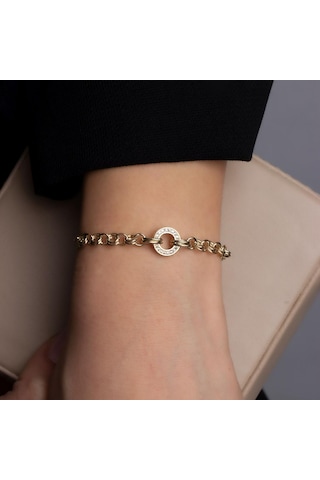 Altın Taşlı Halka Bileklik BL0047 Sarı Altın