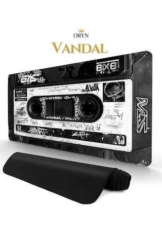 Oryn Cassette / Edition 90x40cm Gaming Mousepad - 3mm Kalınlık Beyaz & Siyah