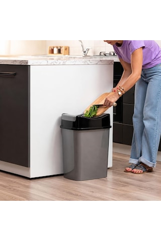 8 Litre Kapaklı Çöp Kovası, Modern Tasarım Pratik Mutfak Banyo Ofis Çöp Kutusu, Kapaklı Plastik Atık Kovası G Çok Renkli