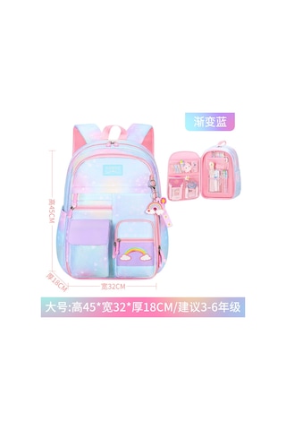 Reedark Kız Çocukları İçin Hafif Ve Büyük Kapasiteli Omuz Çantası, Degrade Renkli Prenses Tasarımı MAvi