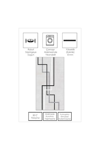 West Home Makinede Yıkanabilir Kaymaz Taban Leke Tutmaz Modern Gri Mutfak Halısı Salon Halısı Ve Yolluk Wh 582 Grey