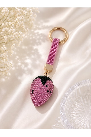 "pembe Taşlı Çilek Çanta Charmı & Anahtarlık "pembe Taşlı Çilek Çanta Charmı & Anahtarlık
