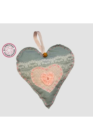 Uretti - Gamze 4416 El Yapımı Kalpli Dantelli Lavanta Tanecikli Kese 13cm - Açık Pembe