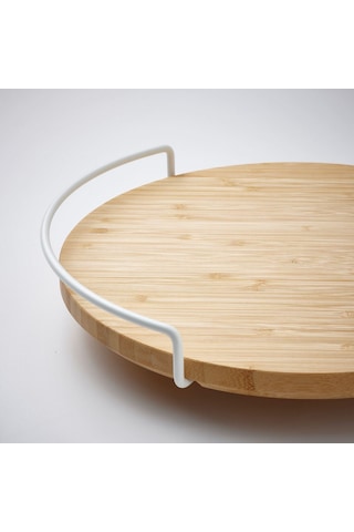 Dönen Tabla, Bambu, 28 Cm Açık Gri