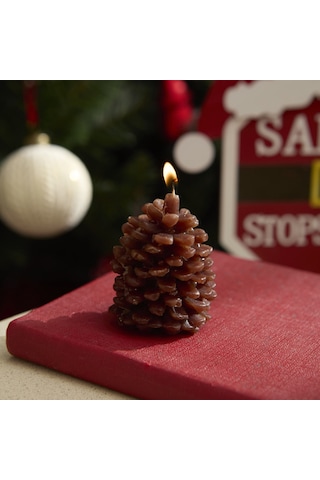 Karaca Home New Year Yılbaşı Kozalak Şekilli Mum 5,5x7 Cm Kahverengi