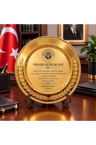 Metal Plaket Tabak Baskılı Başak Desenli Kurumsal Hediye Okul Ve Kurum Ödül Plaketi Gold/gümüş Renk Kişiye Kuruma Özel Anı Tebrik Ödülü