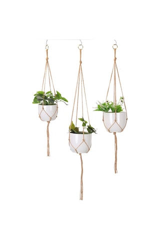 Çiçek Saksısını Asmak İçin File Cepli Halat M Diğer