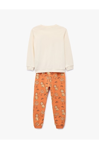 Koton Aslan Baskılı 2'li Pamuklu Pijama Takımı Bej 6wmb10060tk Ekru