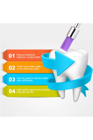 Samdoo Renkli Nylon Diş Fırçalari Seti - Beyazlatma Ve Parlatma İşlevi - Diş Hekimi Ve Laboratuvar Kullanımi - 100 Adet Kutulu