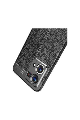 Smcase Oppo Reno 7 4g Kılıf Kamera Korumalı Deri Dokulu Silikon Siyah