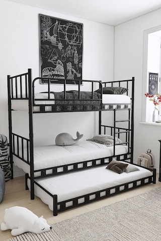 Argimo Zambak Yavrulu Metal Siyah Ranza Ve Karyola 90x190