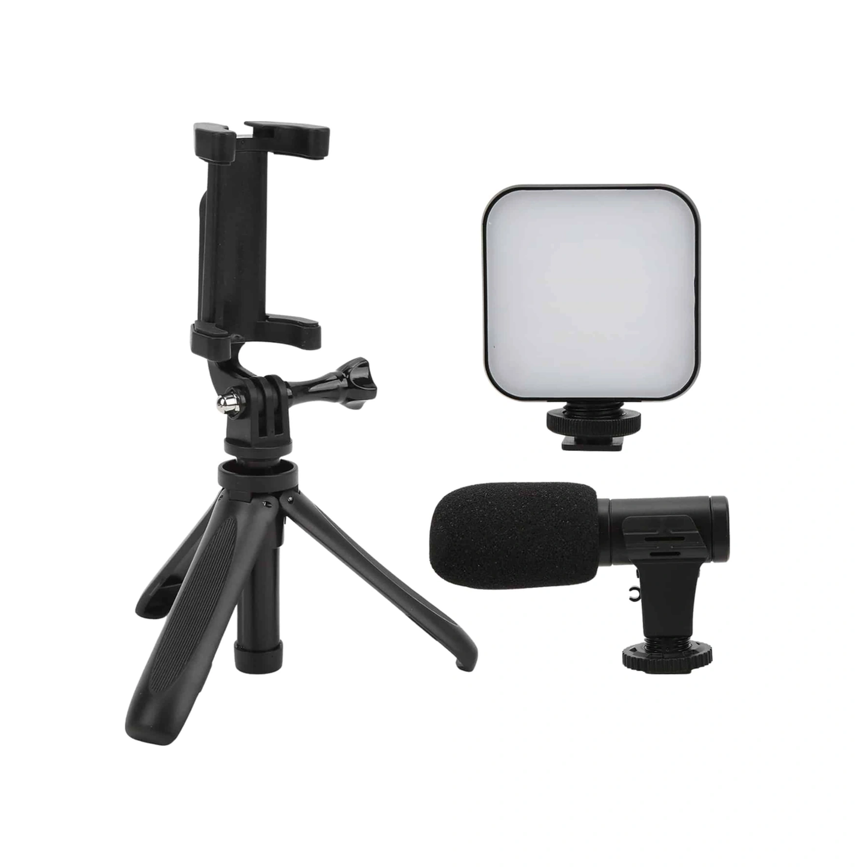 Akıllı Telefon Vlog Kiti Tripod Mini Mikrofonlu Telefon Tutucu Uczzzay49kameratelefontutucu5