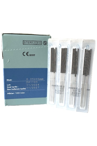 Akupunktur İğnesi Kuru İğne 0.25x40 Mm Beşli Tüpsüz 1000 Adet