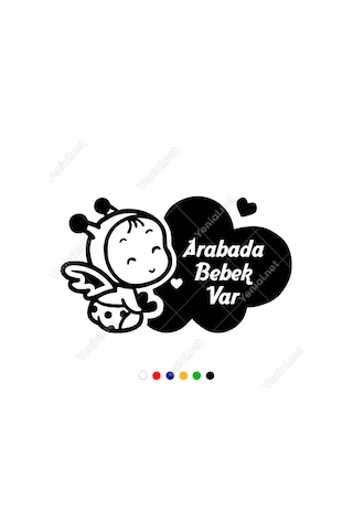 Arabada Bebek Var Yazısı Ve Melek Stickeri Yapıştırması (406983887)