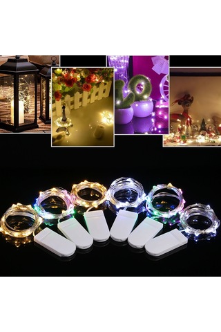 Geeksen 1 Metre Taşınabilir 10 Led'li Bakır Tel Işık Zinciri - Çok Renkli, Ip65 Su Geçirmez Pil Dahil Değil Çok Renkli