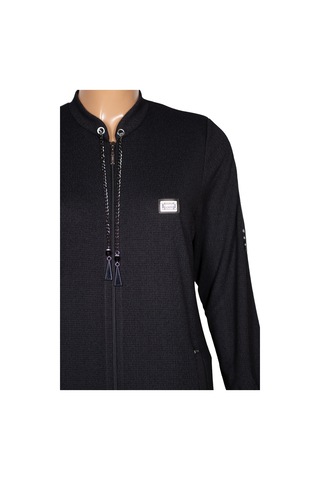 Hesna Kadın Zeren Büyük Beden Baharlık Fermuarlı Siyah Kap Ceket Siyah