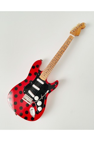 El Yapımı 1/4 Ölçek Minyatür Elektro Gitar Stratocaster Polka Dot